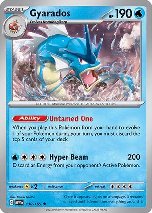 Gyarados 130/165 - Reverse Holofoil SV Scarlet & Violet 151 - Rare