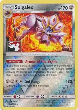 Solgaleo 142 - Reverse Holofoil League & Championship Cards - Holo Rare