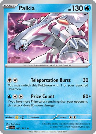 Palkia 040/182 - Reverse Holofoil SV04 Paradox Rift - Rare