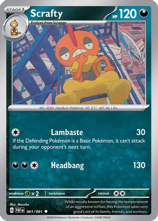 Scrafty 061/091 SV Paldean Fates - Uncommon