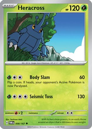 Heracross 008/167 - Reverse Holofoil SV06 Twilight Masquerade - Uncommon