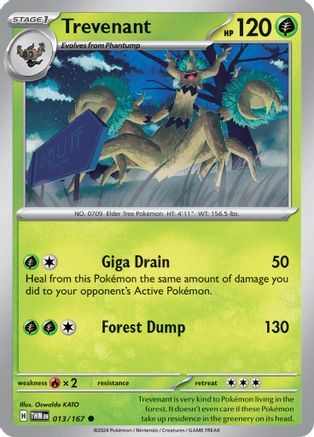Trevenant 013/167 - Reverse Holofoil SV06 Twilight Masquerade - Common