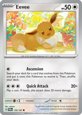 Eevee 135/167 - Reverse Holofoil SV06 Twilight Masquerade - Common