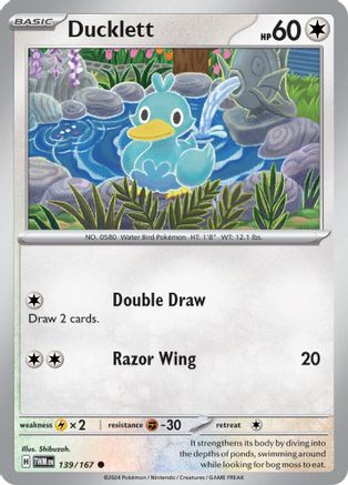 Ducklett 139/167 - Reverse Holofoil SV06 Twilight Masquerade - Common