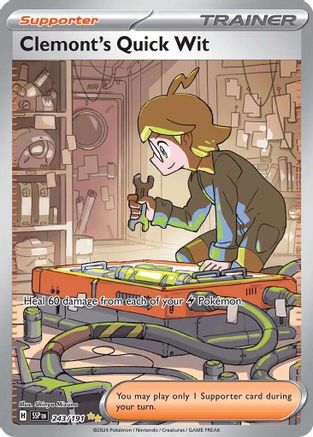 Clemont's Quick Wit 243/191 - Holofoil SV08 Surging Sparks - Special Illustration Rare