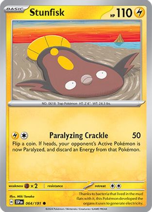 Stunfisk 064/191 - Reverse Holofoil SV08 Surging Sparks - Common
