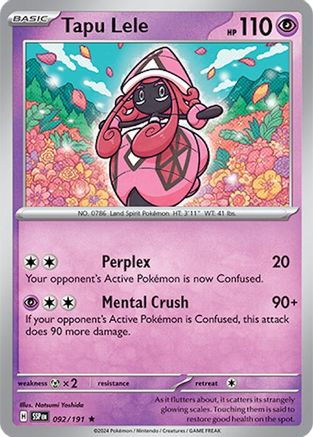 Tapu Lele 092/191 - Holofoil SV08 Surging Sparks - Rare