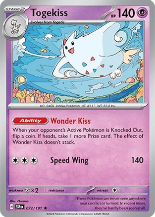 Togekiss 072/191 - Holofoil SV08 Surging Sparks - Rare
