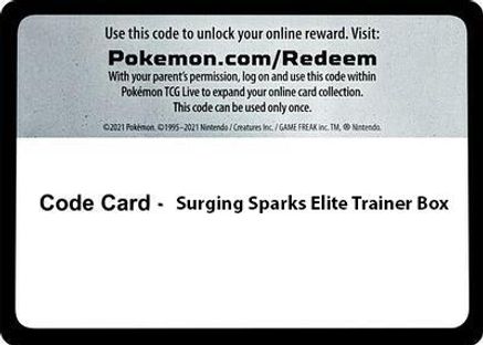 Code Card - Surging Spark Elite Trainer Box SV08 Surging Sparks - Code Card