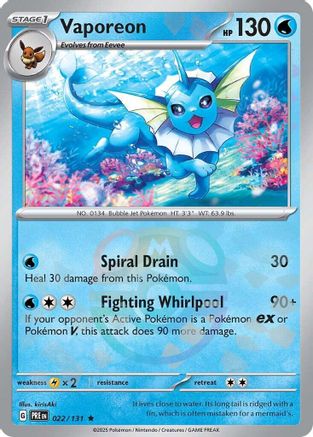 Vaporeon (Master Ball Pattern) 022/131 - Holofoil SV Prismatic Evolutions - Rare