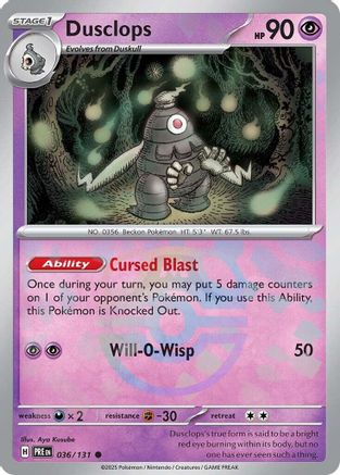 Dusclops (Master Ball Pattern) 036/131 - Holofoil SV Prismatic Evolutions - Common