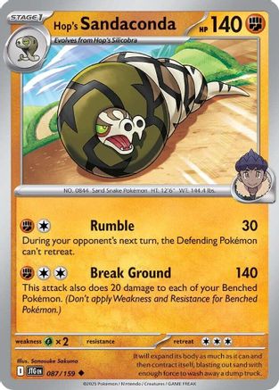 Hop's Sandaconda 087/159 - Reverse Holofoil SV09 Journey Together - Uncommon