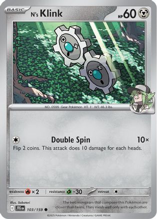 N's Klink 103/159 - Reverse Holofoil SV09 Journey Together - Common