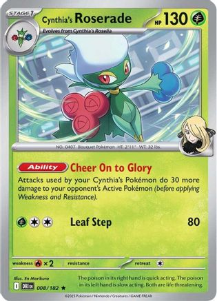 Cynthia's Roserade 008/182 - Holofoil SV10 Destined Rivals - Rare
