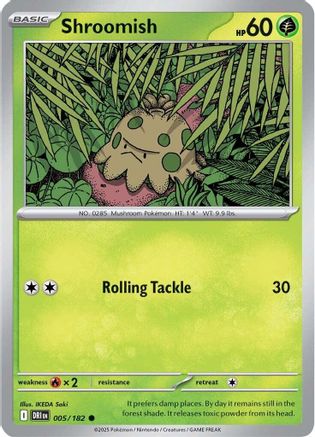 Shroomish 005/182 - Reverse Holofoil SV10 Destined Rivals - Common
