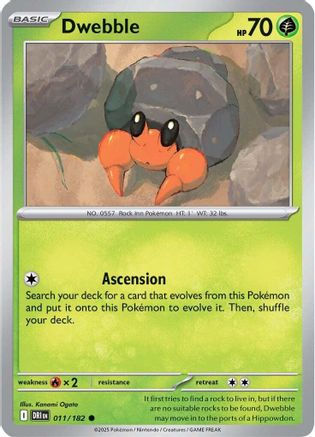 Dwebble 011/182 - Reverse Holofoil SV10 Destined Rivals - Common