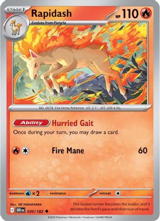 Rapidash 030/182 - Reverse Holofoil SV10 Destined Rivals - Uncommon