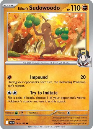 Ethan's Sudowoodo 093/182 - Reverse Holofoil SV10 Destined Rivals - Common