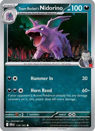 Team Rocket's Nidorino 118/182 SV10 Destined Rivals - Common