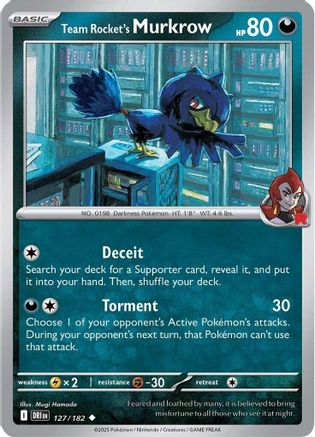 Team Rocket's Murkrow 127/182 - Reverse Holofoil SV10 Destined Rivals - Uncommon