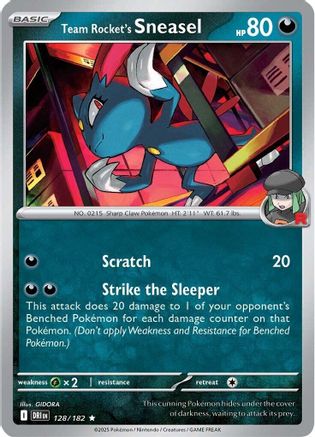 Team Rocket's Sneasel 128/182 - Reverse Holofoil SV10 Destined Rivals - Rare