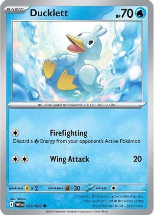 Ducklett 025/086 - Reverse Holofoil SV White Flare - Common
