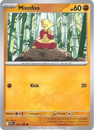 Mienfoo 052/086 - Reverse Holofoil SV White Flare - Common