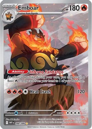 Emboar 098/086 - Holofoil SV White Flare - Illustration Rare