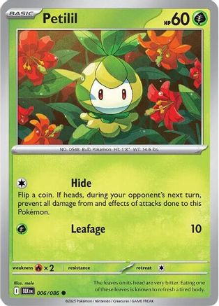 Petilil 006/086 - Reverse Holofoil SV Black Bolt - Common