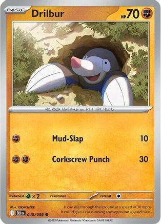 Drilbur 045/086 - Reverse Holofoil SV Black Bolt - Common