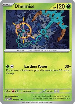Dhelmise 018 - Reverse Holofoil ME01 Mega Evolution - Uncommon