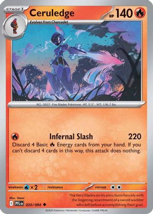 Ceruledge 020 - Reverse Holofoil ME02 Phantasmal Flames - Uncommon