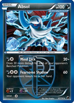 Absol (Team Plasma) 067/116 - Holofoil Plasma Freeze - Holo Rare