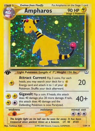 Ampharos 001/64 - Unlimited Holofoil Neo Revelation - Holo Rare