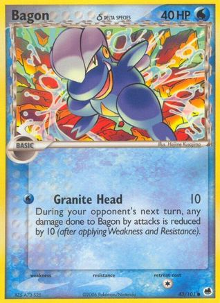 Bagon (Delta Species) 043/101 - Reverse Holofoil Dragon Frontiers - Common