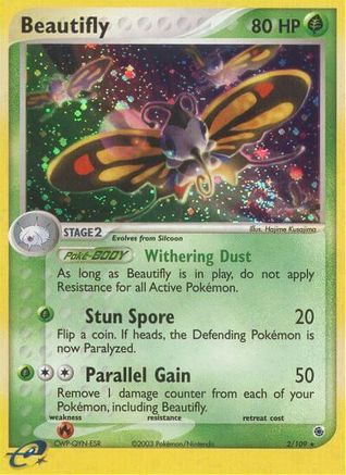 Beautifly 002/109 - Reverse Holofoil Ruby and Sapphire - Holo Rare
