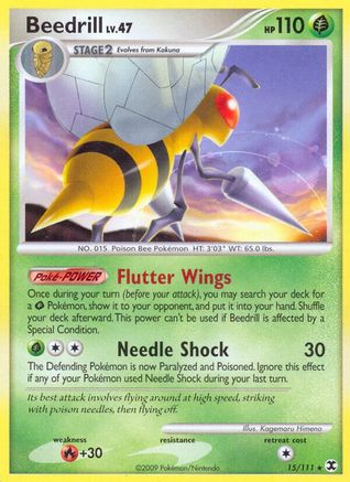 Beedrill 015 - Reverse Holofoil Rising Rivals - Rare