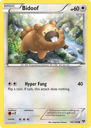 Bidoof 106/146 - Reverse Holofoil XY Base Set - Common