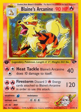 Blaine's Arcanine 001/132 - Unlimited Holofoil Gym Challenge - Holo Rare