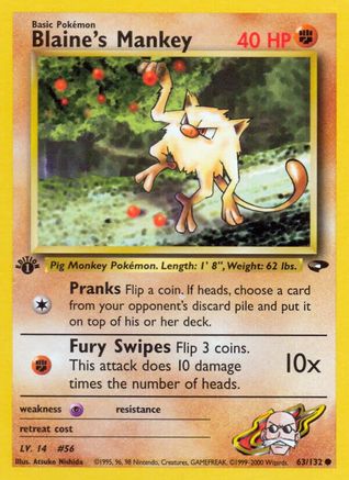 Blaine's Mankey 063/132 - 1st Edition Gym Challenge - Common