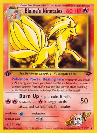 Blaine's Ninetales 021/132 - 1st Edition Gym Challenge - Rare
