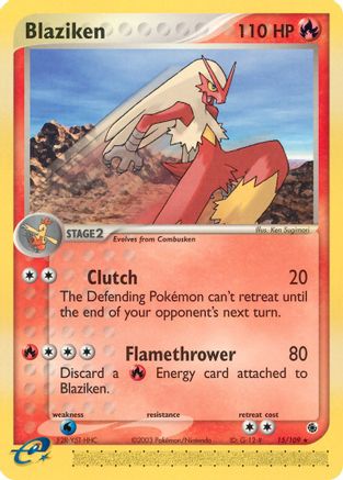 Blaziken 015/109 - Reverse Holofoil Ruby and Sapphire - Rare