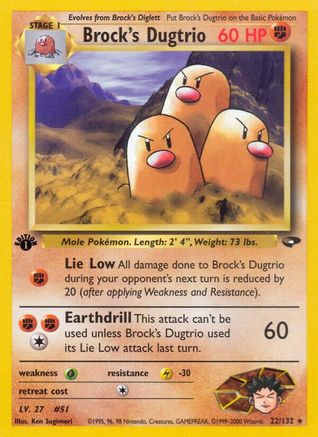 Brock's Dugtrio 022/132 - 1st Edition Gym Challenge - Rare