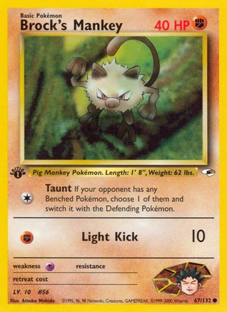 Brock's Mankey (67) 067/132 - 1st Edition Gym Heroes - Common