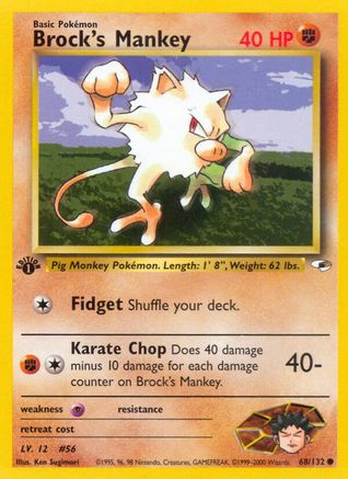 Brock's Mankey (68) 068/132 - 1st Edition Gym Heroes - Common
