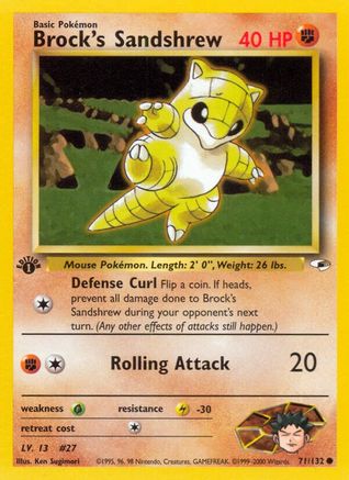 Brock's Sandshrew (71) 071/132 - 1st Edition Gym Heroes - Common
