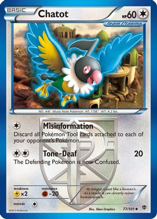 Chatot (Team Plasma) 077 - Reverse Holofoil Plasma Blast - Uncommon