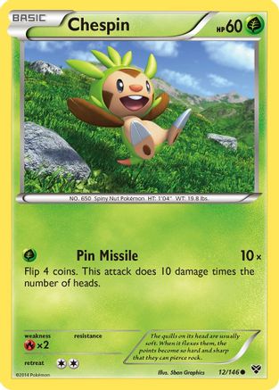 Chespin 012/146 - Reverse Holofoil XY Base Set - Common