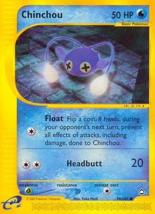 Chinchou (70) 070 - Reverse Holofoil Aquapolis - Common