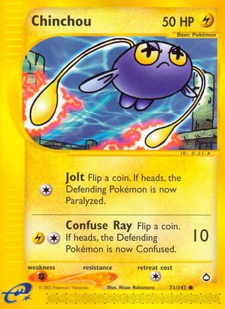 Chinchou (71) 071/147 - Reverse Holofoil Aquapolis - Common